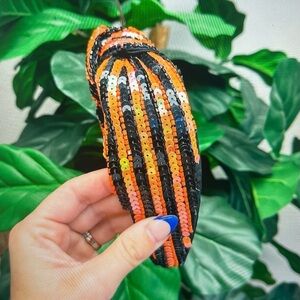 {Viola} Sequin Striped Black & Orange Headband